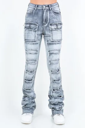 Patchwork Stacked Pants