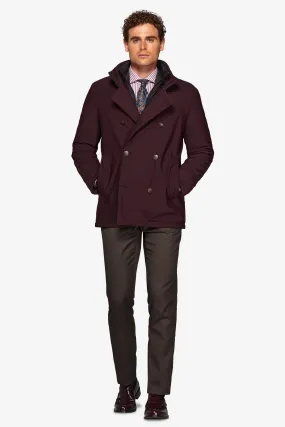 Peacoat doppiopetto trapuntato bordeaux
