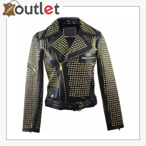Personalized Zipper Short Studded Leather Jacket
