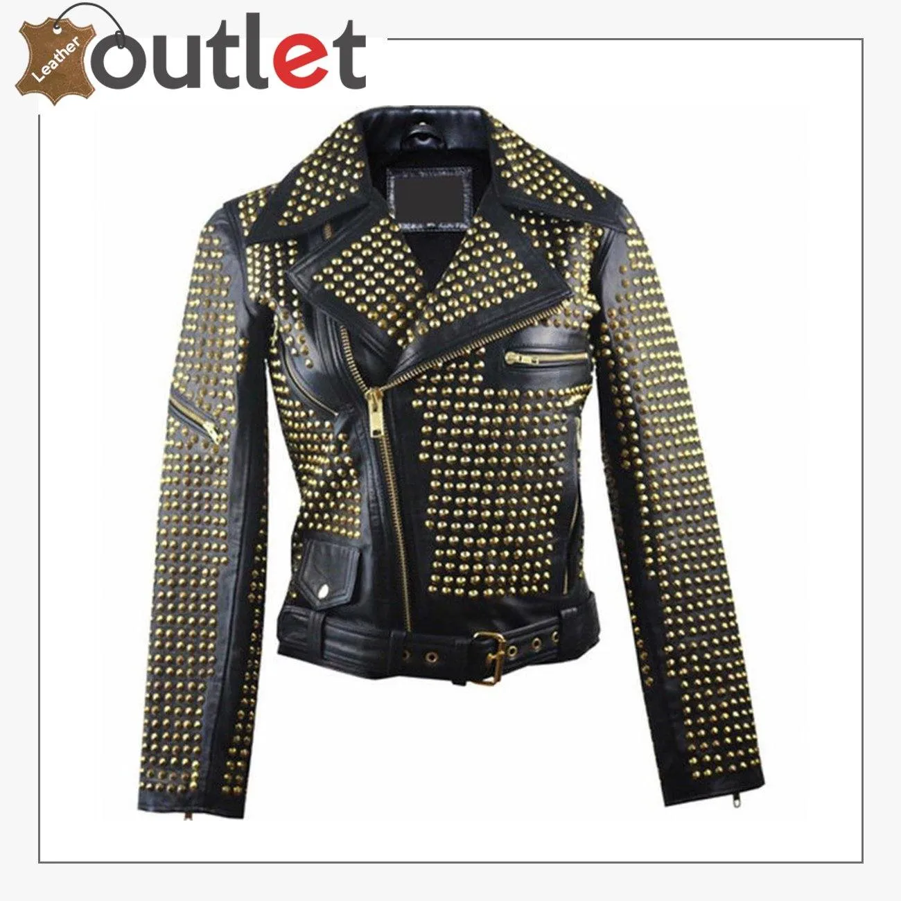 Personalized Zipper Short Studded Leather Jacket