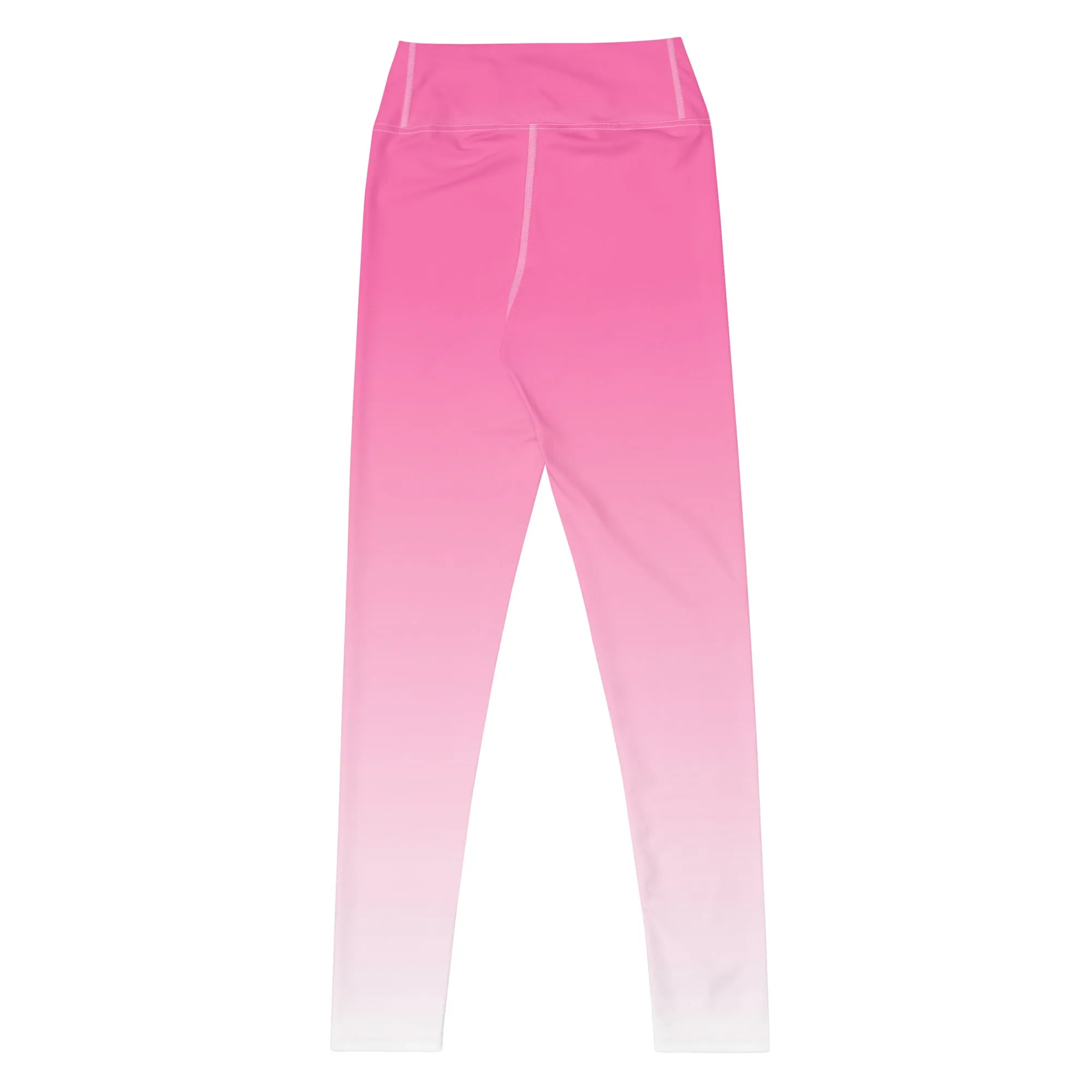 Pink and White Ombre Yoga Leggings Women, Gradient Tie Dye High Waisted Pants Cute Printed Workout Running Gym Designer Tights