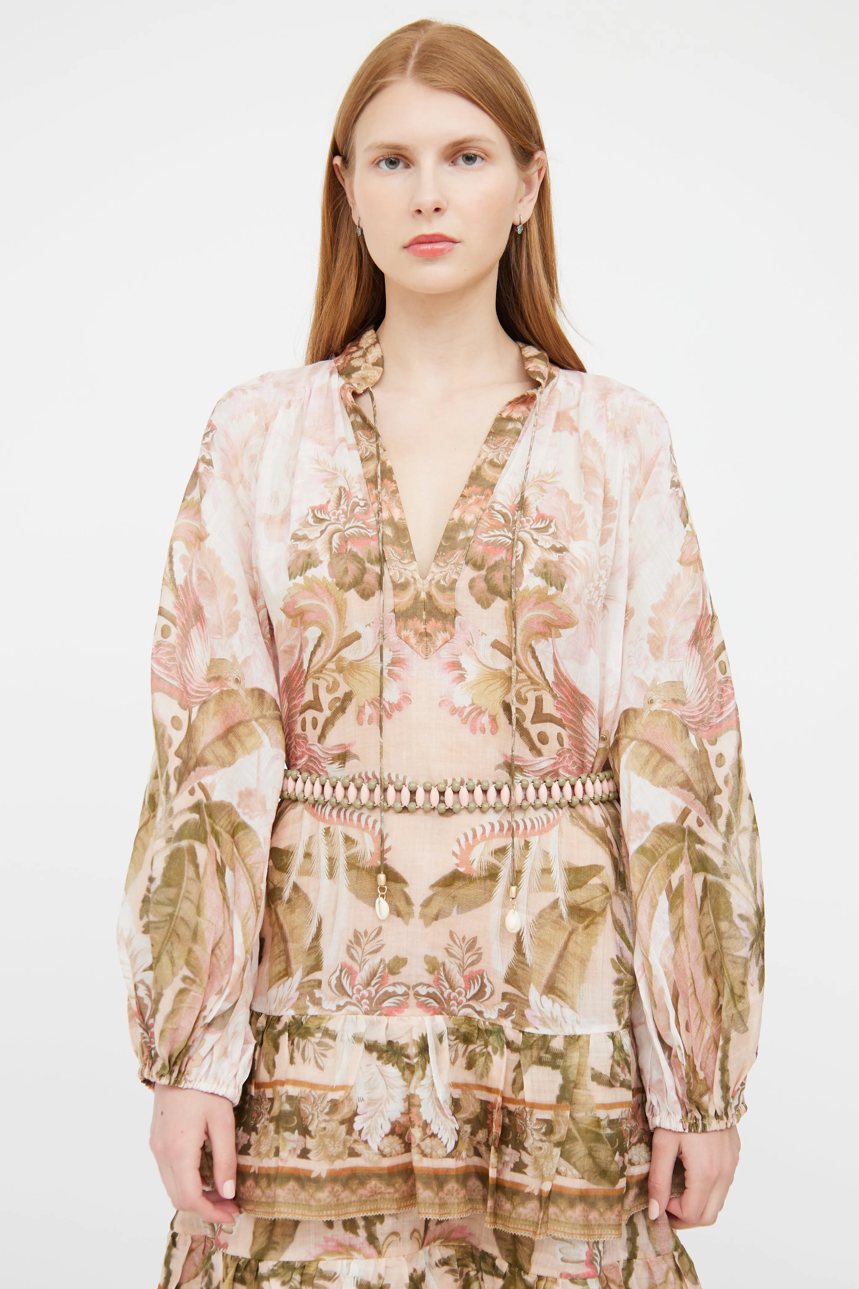 Pink Floral Tiered Dress