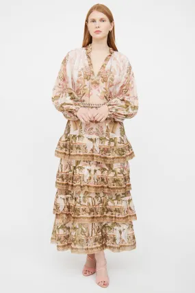 Pink Floral Tiered Dress
