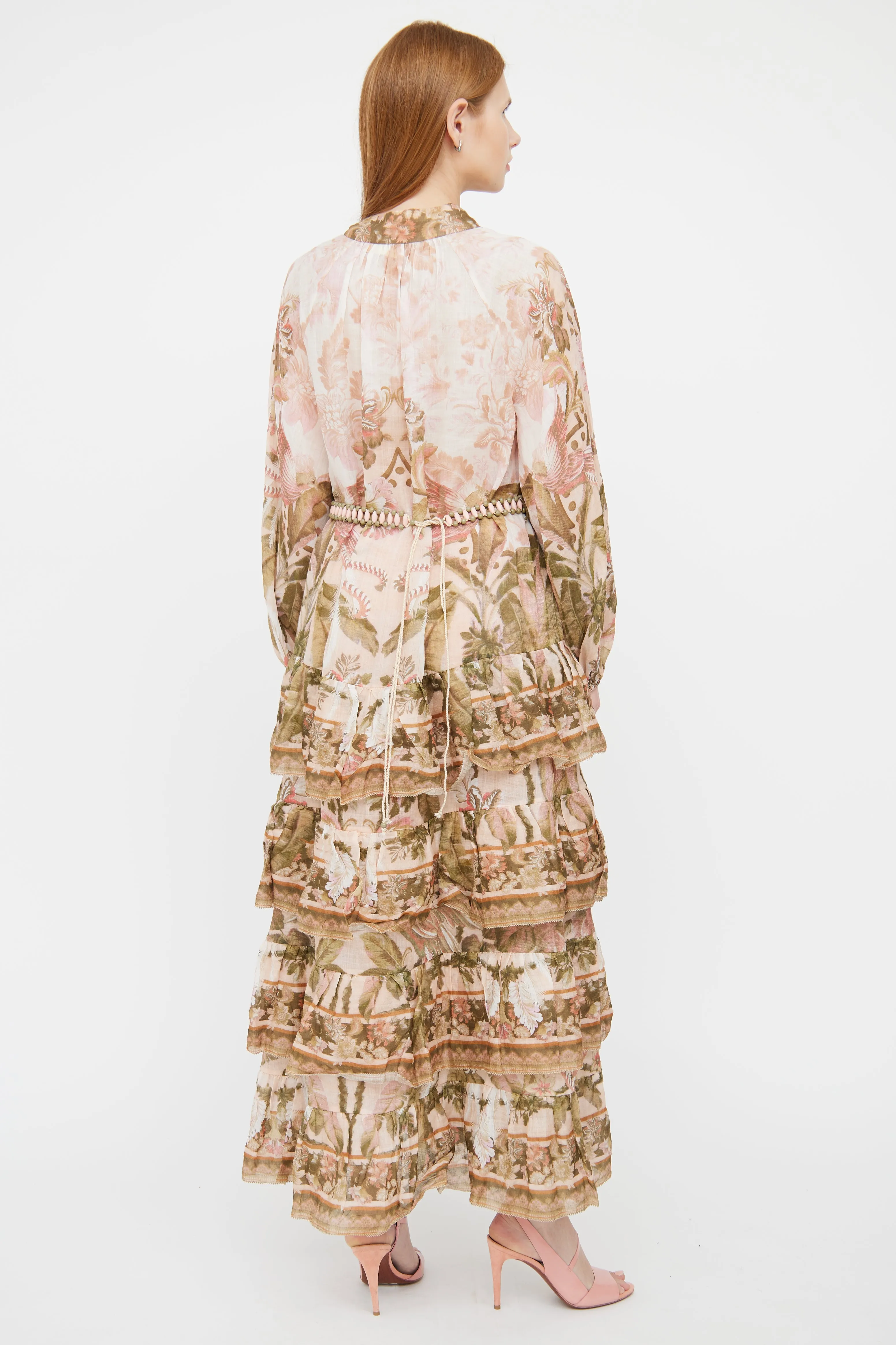 Pink Floral Tiered Dress