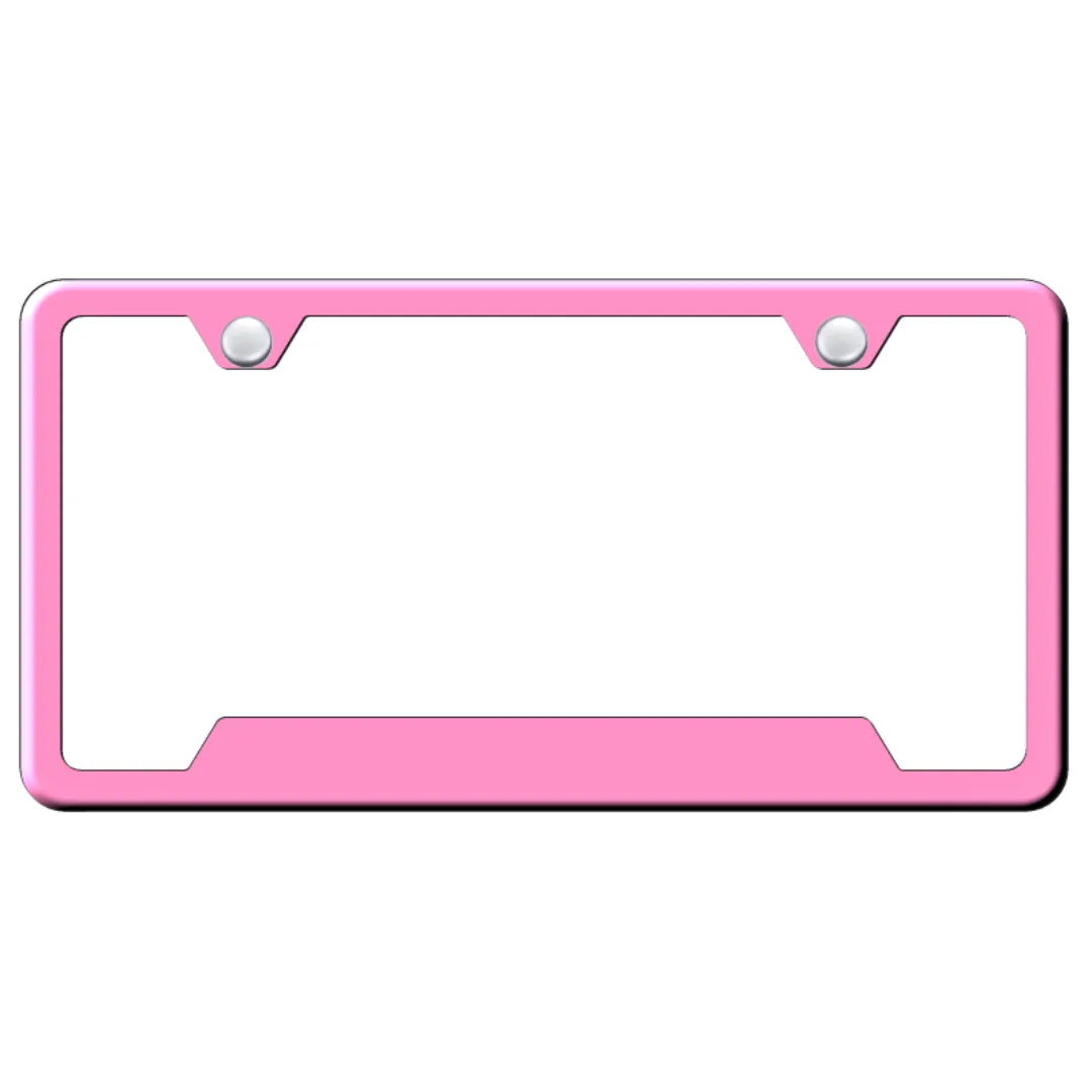 Pink Notched License Plate Frame - Powder-Coated Stainless Steel