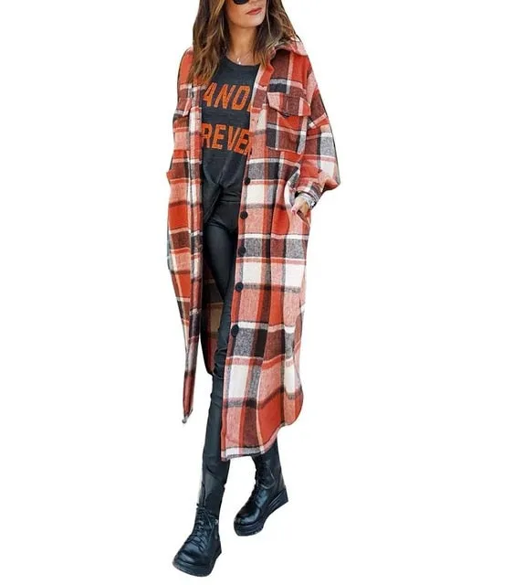 Plaid Long Jackets Oversize coat