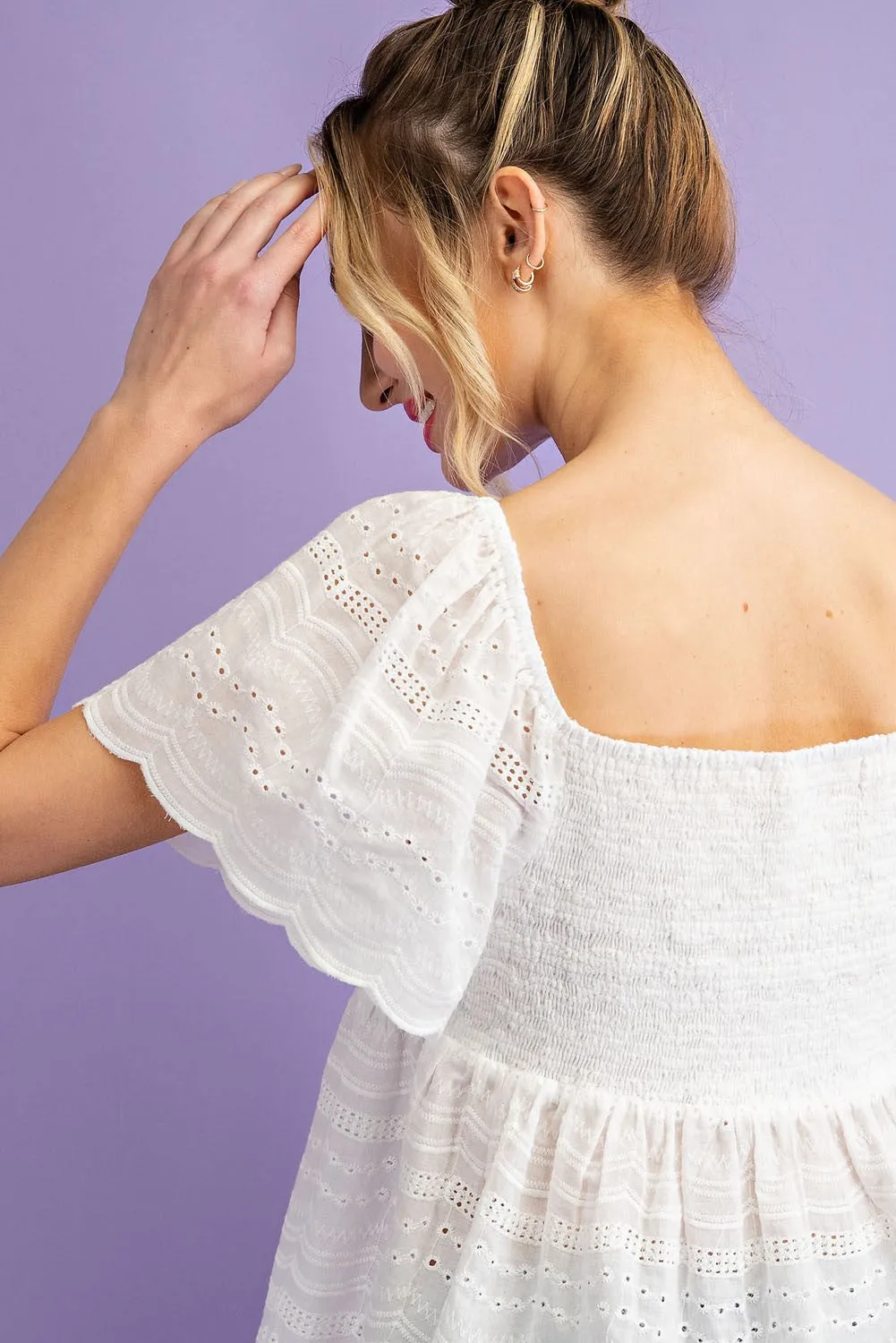 Pleated Princess Babydoll Top (White)