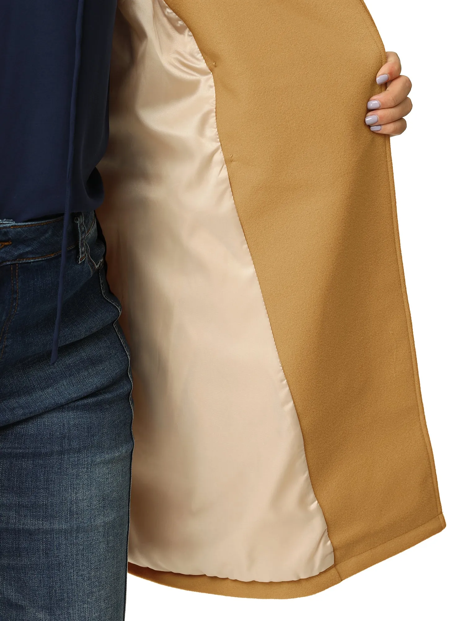Plus Size A Line Turn Down Collar Double Breasted Coat