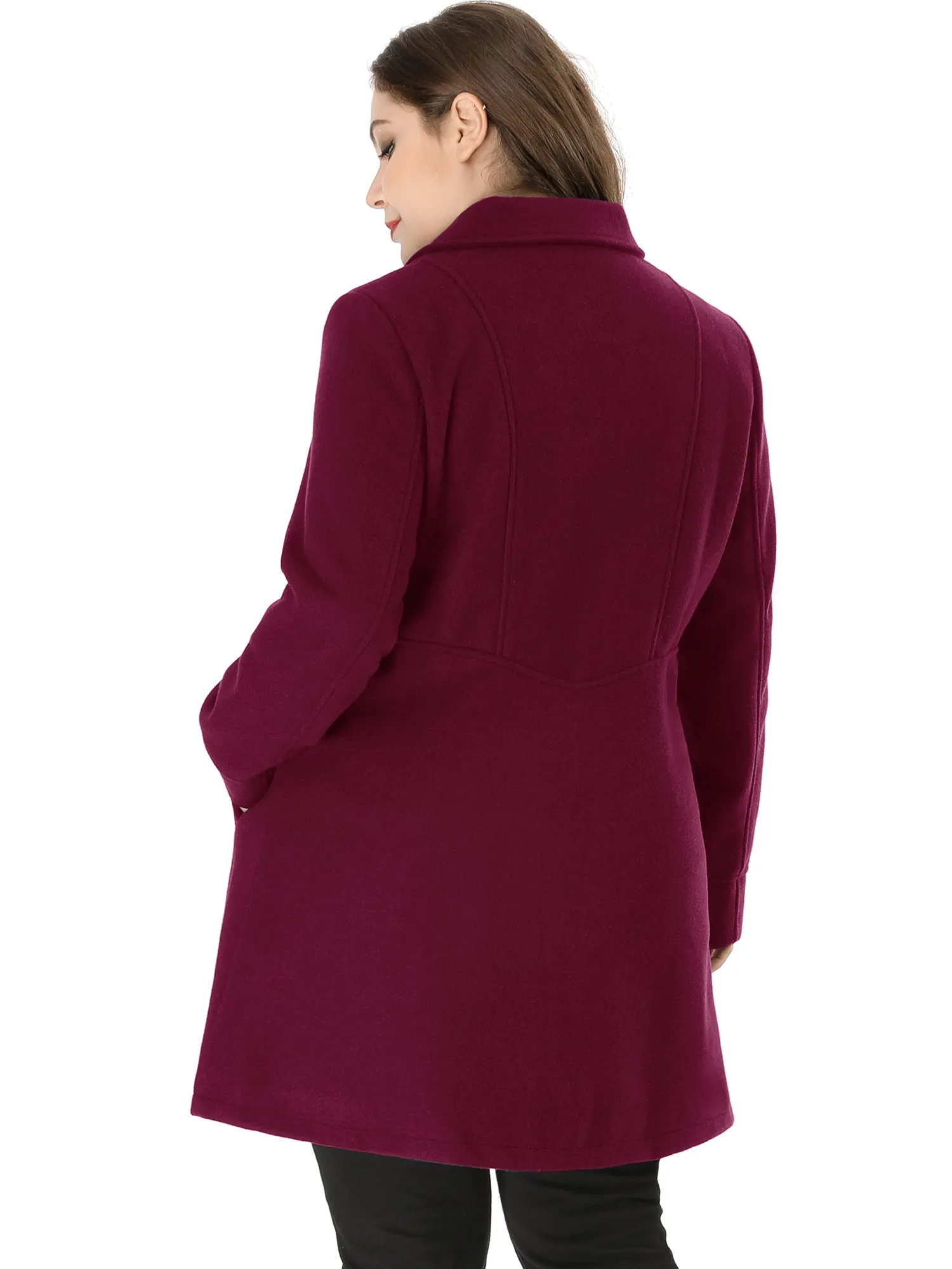 Plus Size A Line Turn Down Collar Double Breasted Coat