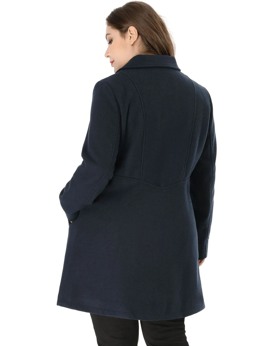 Plus Size A Line Turn Down Collar Double Breasted Coat