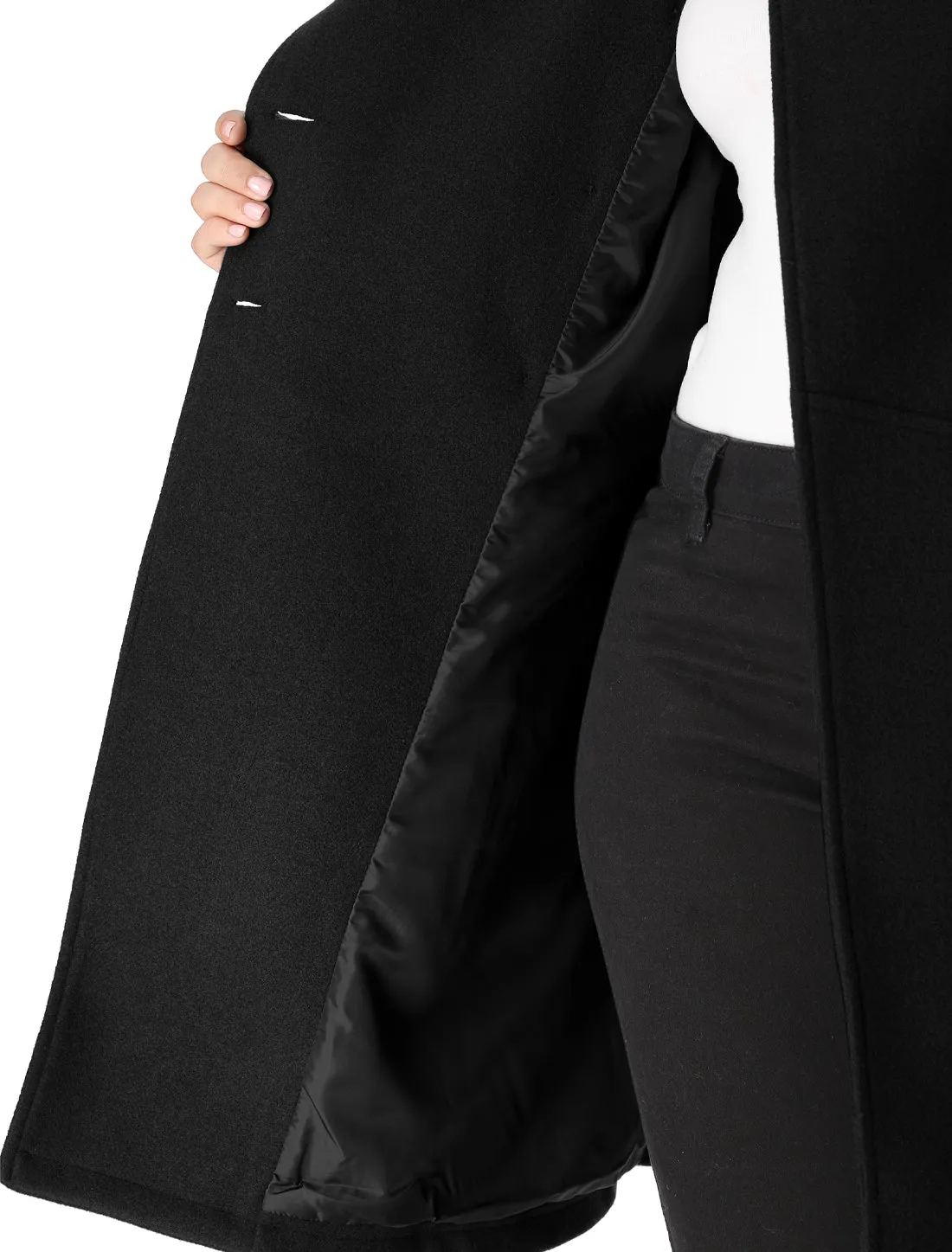 Plus Size A Line Turn Down Collar Double Breasted Coat
