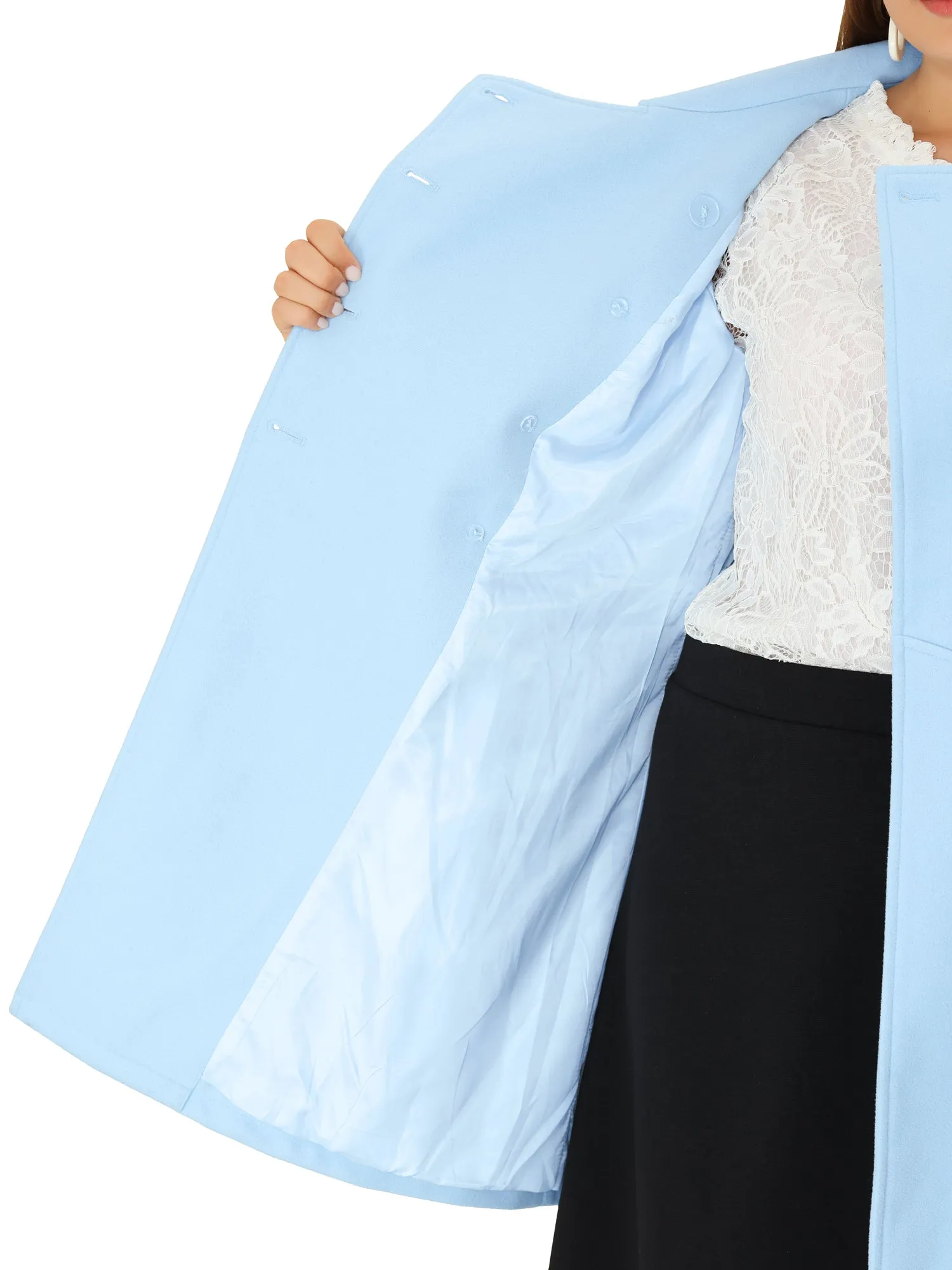 Plus Size A Line Turn Down Collar Double Breasted Coat
