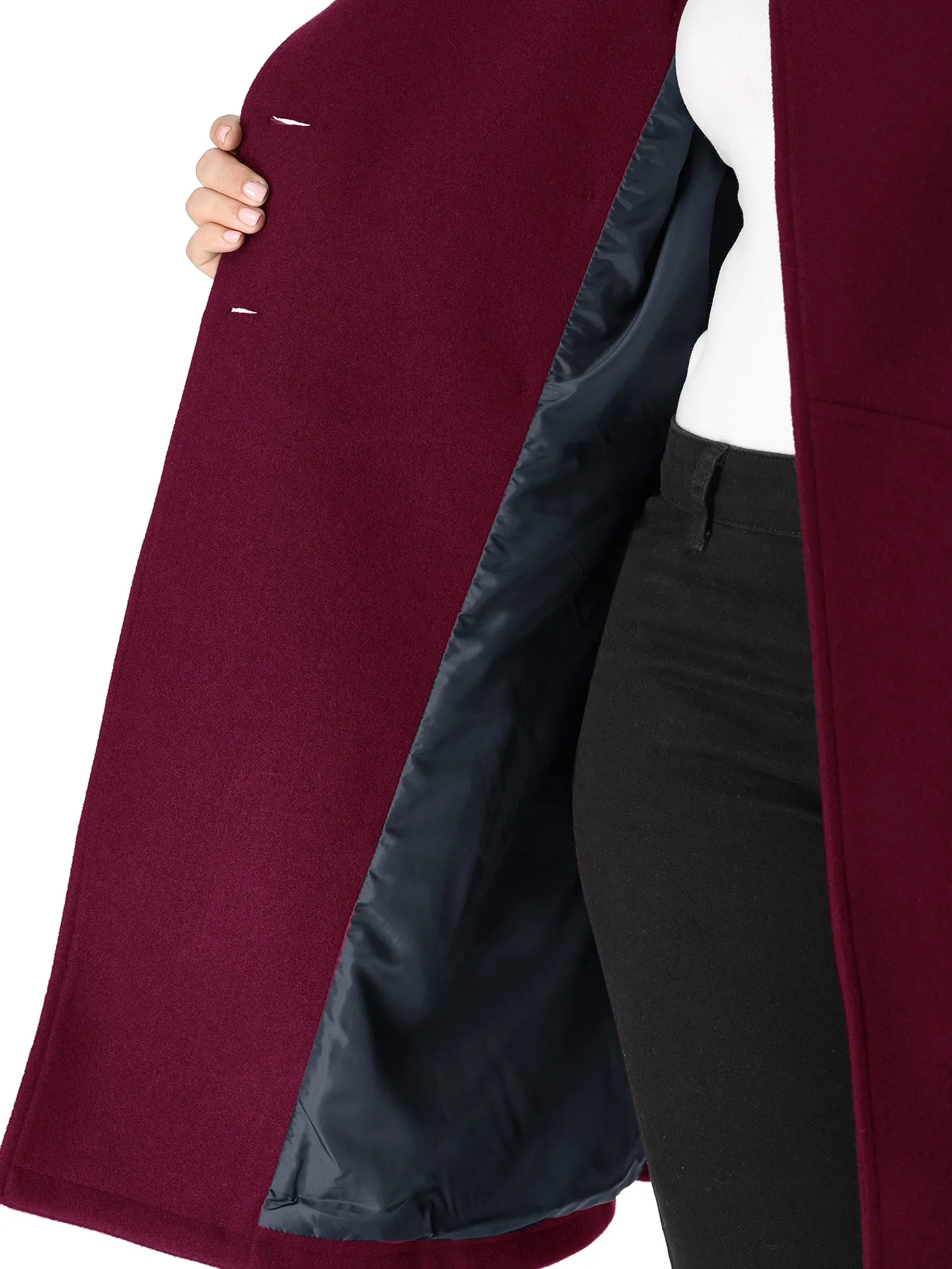 Plus Size A Line Turn Down Collar Double Breasted Coat