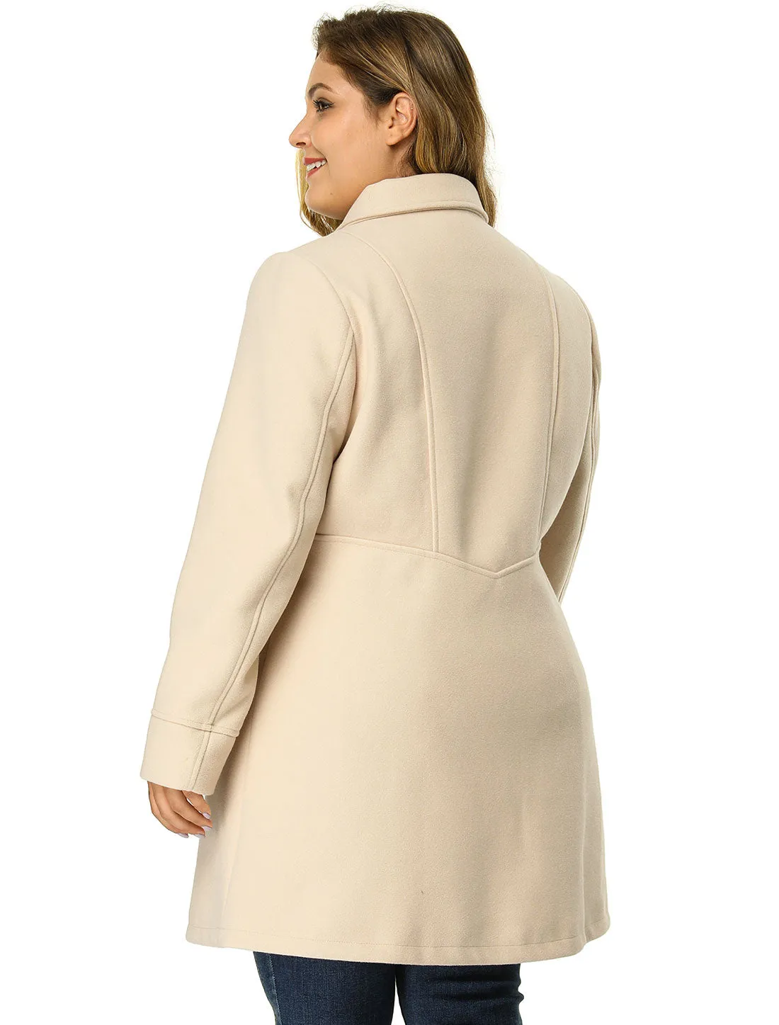 Plus Size A Line Turn Down Collar Double Breasted Coat