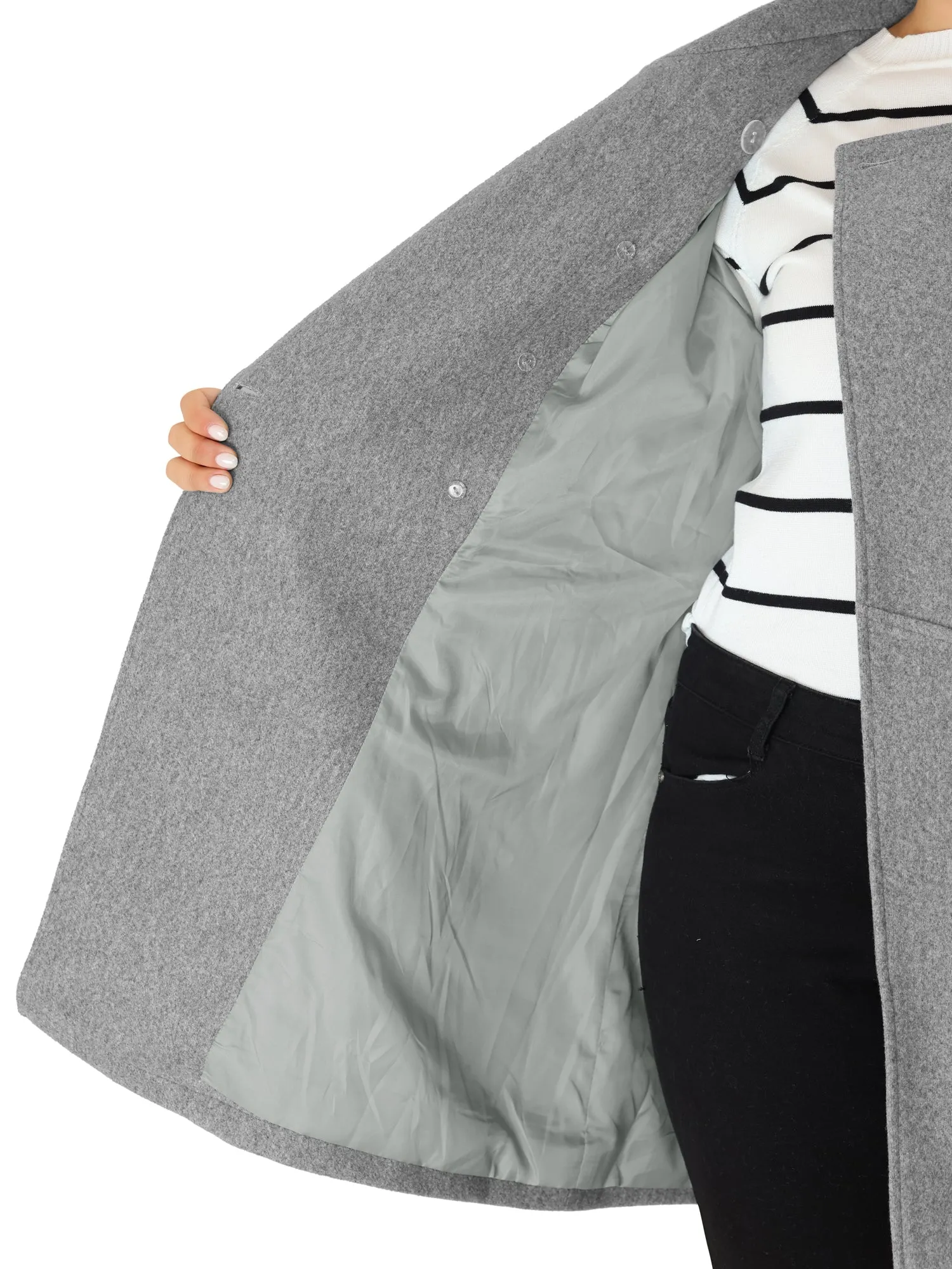 Plus Size A Line Turn Down Collar Double Breasted Coat
