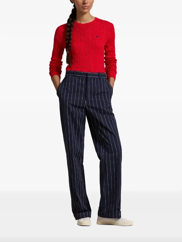 Polo Ralph Lauren red cable-knit cotton crewneck jumper