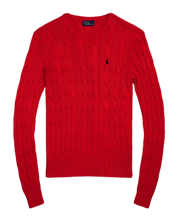 Polo Ralph Lauren red cable-knit cotton crewneck jumper