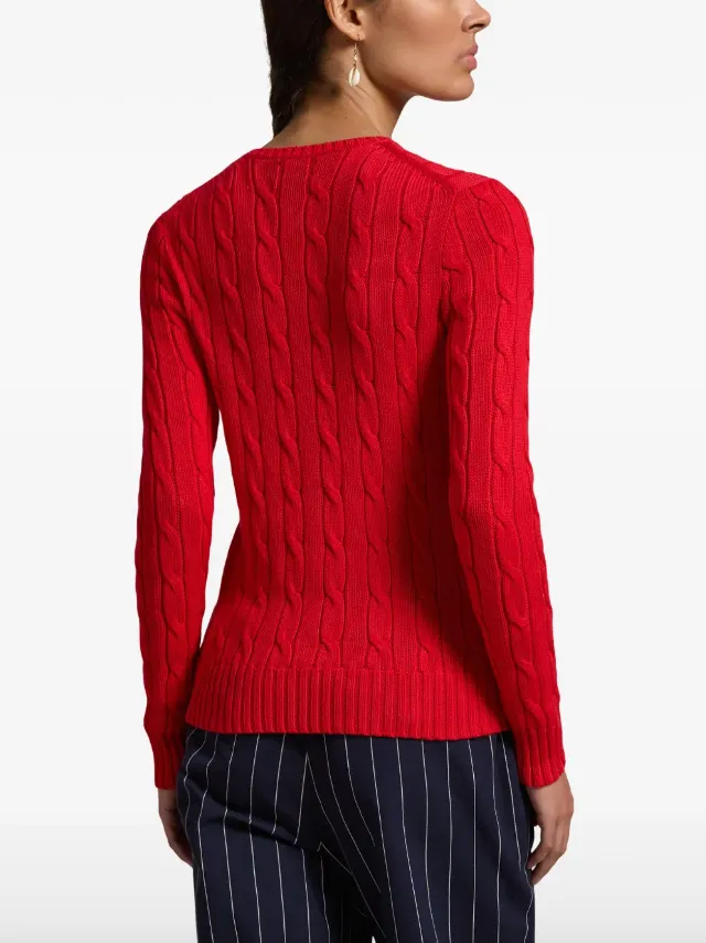 Polo Ralph Lauren red cable-knit cotton crewneck jumper