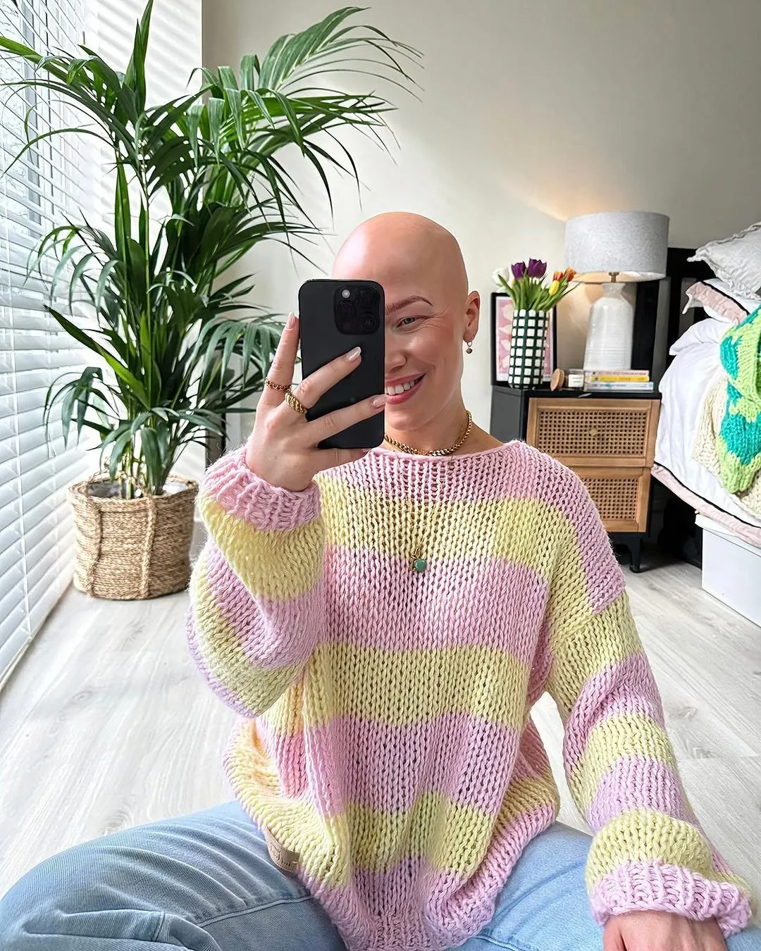 Pre-Order: Yellow and Pink Forget Me Not Jumper