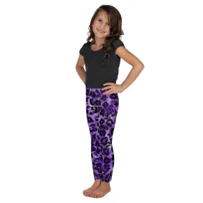 Purple Leopard Kid's Leggings, Cute Leopard Animal Print Tights Pants- Made in USA/EU