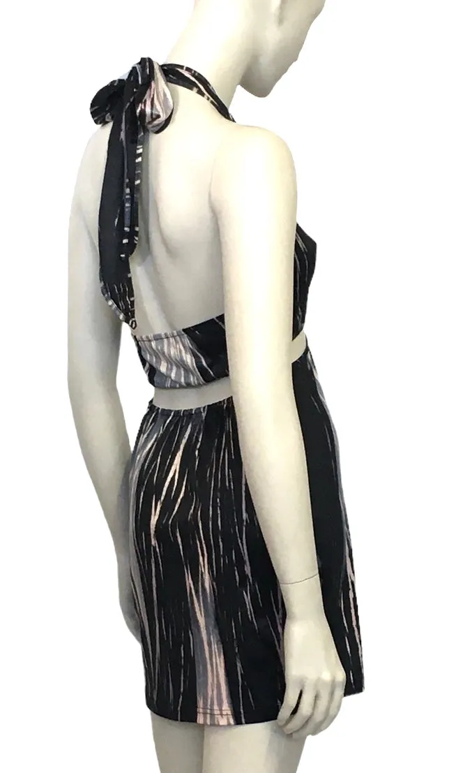 "Millen Halter Dress" Ombre Stripe Print