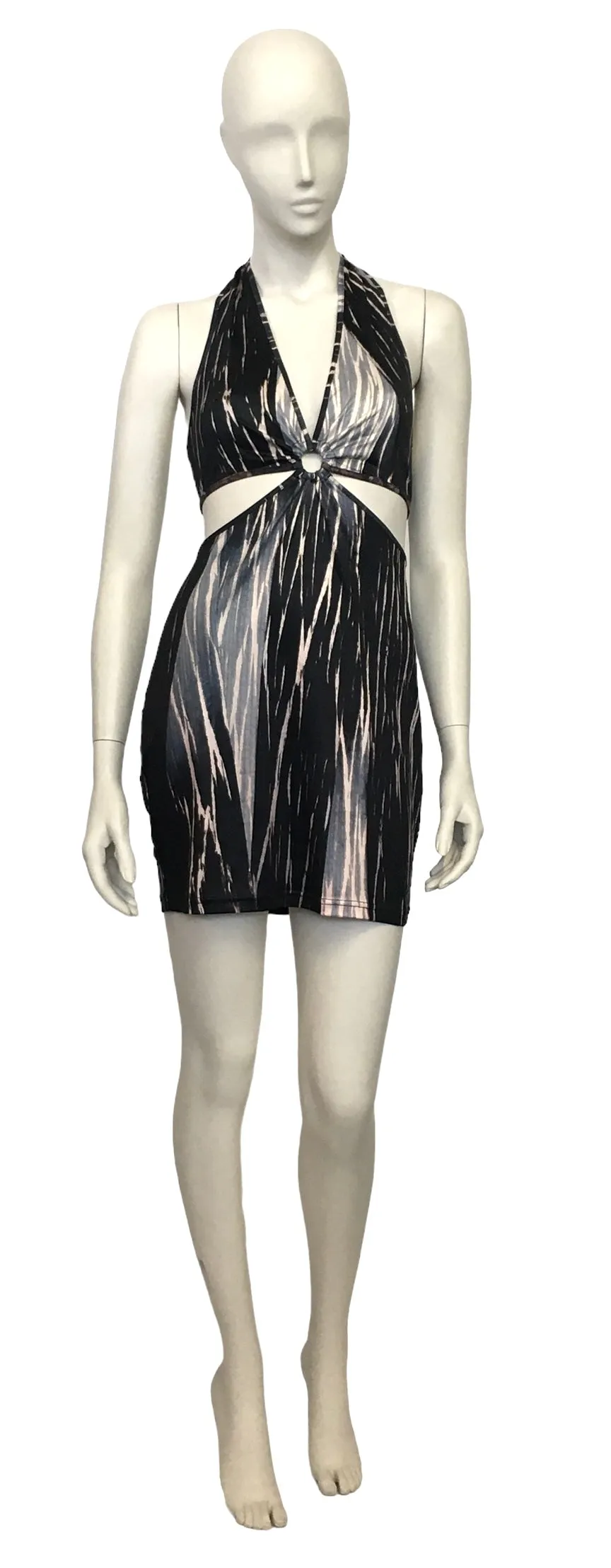 "Millen Halter Dress" Ombre Stripe Print