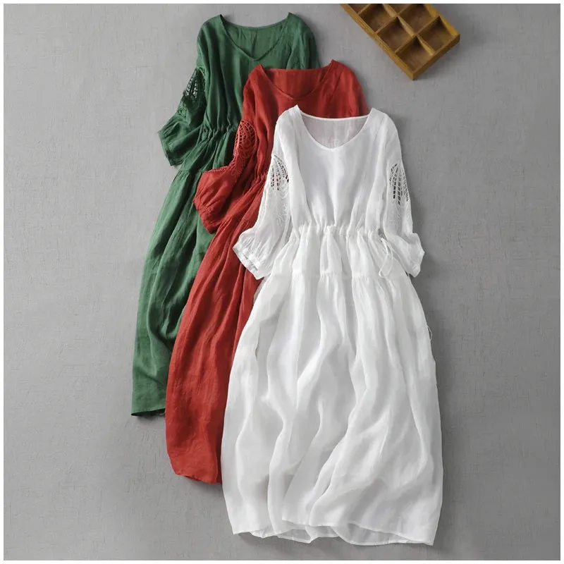 Ramie Cotton Dress Summer Dresses