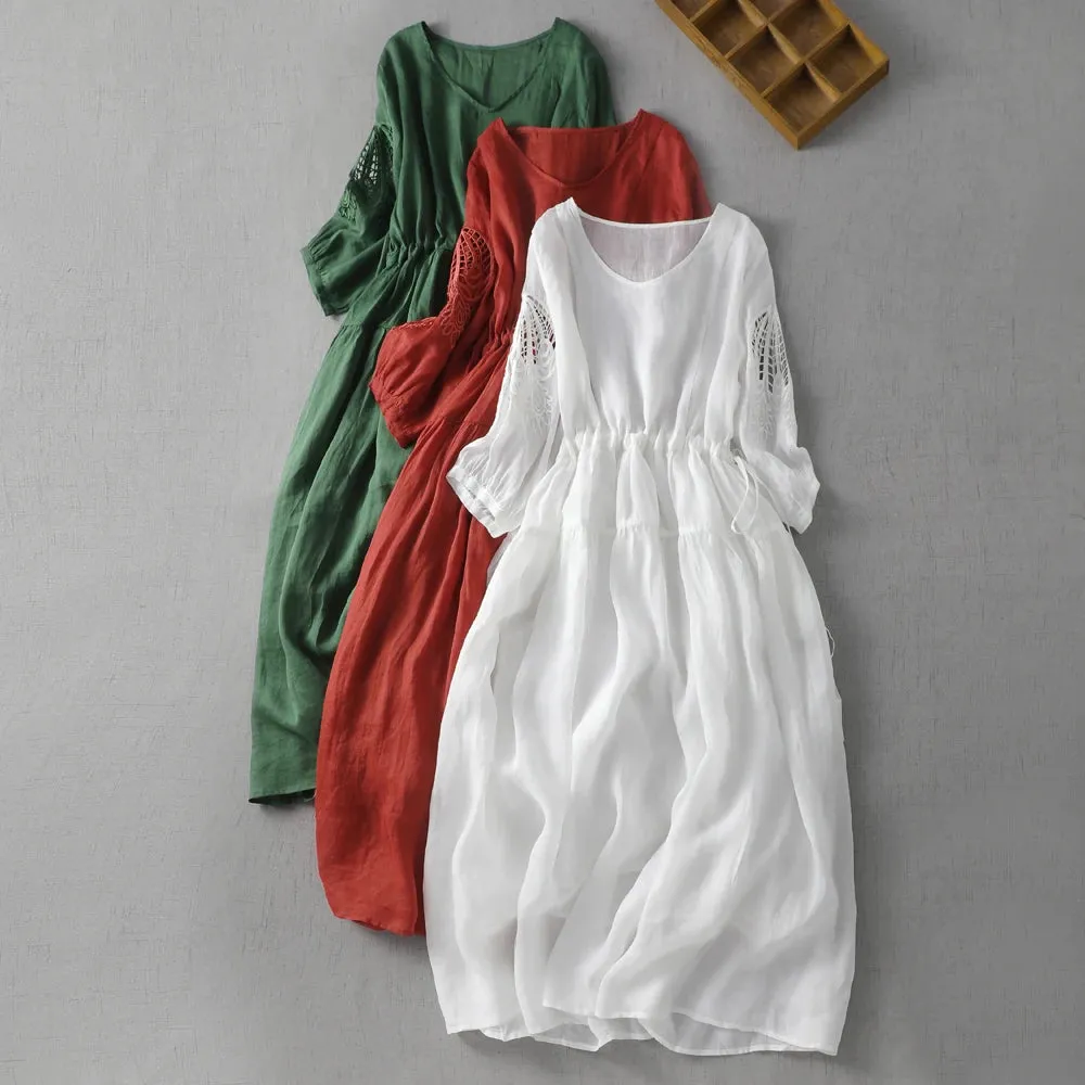 Ramie Cotton Dress Summer Dresses