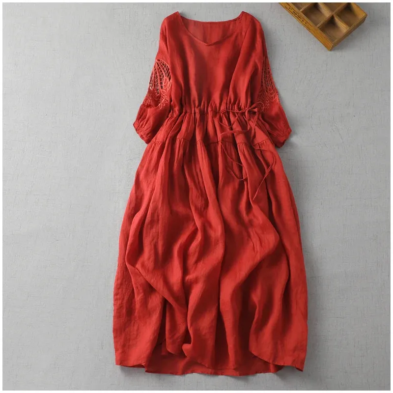 Ramie Cotton Dress Summer Dresses