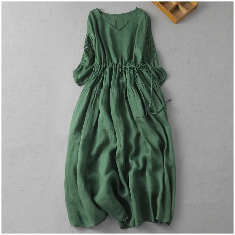 Ramie Cotton Dress Summer Dresses