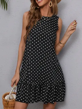 Ramie Polka Dot Sleeveless Mini Dress