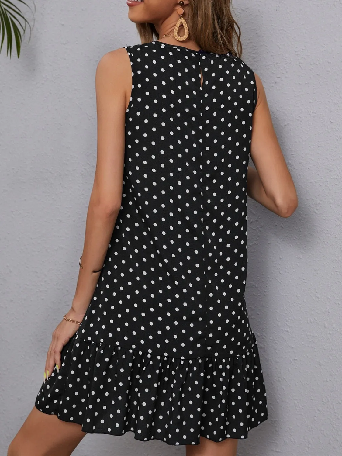 Ramie Polka Dot Sleeveless Mini Dress