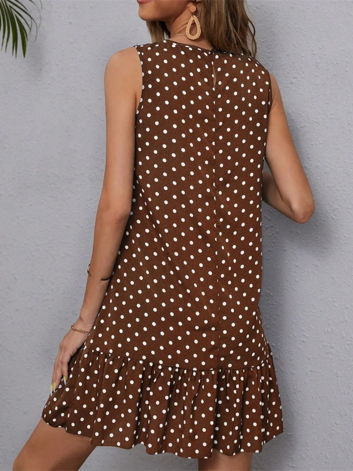 Ramie Polka Dot Sleeveless Mini Dress