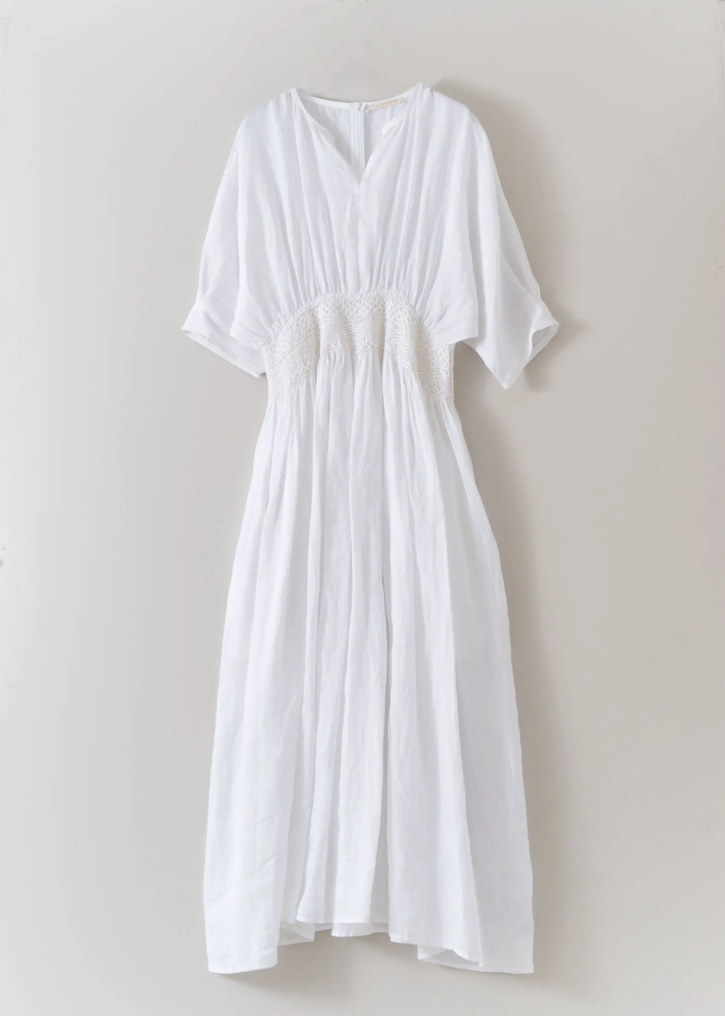 Ramie Smocking Half Sleeve Dress
