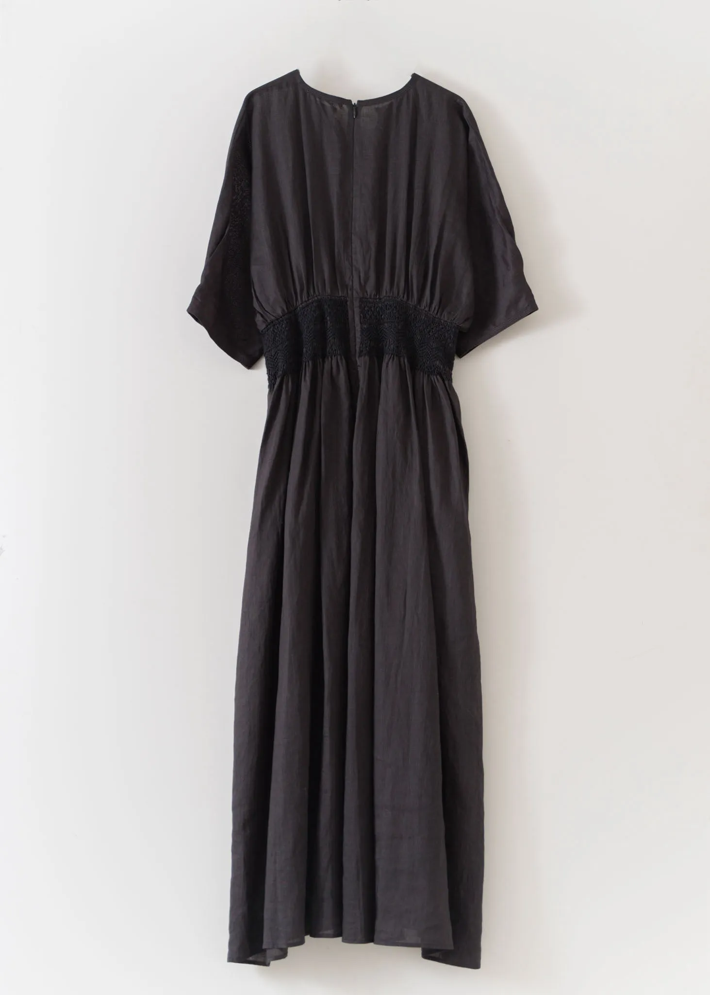 Ramie Smocking Half Sleeve Dress