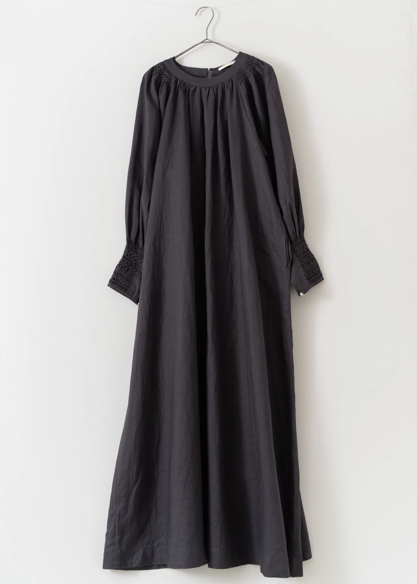 Ramie Smocking Longsleeve Dress