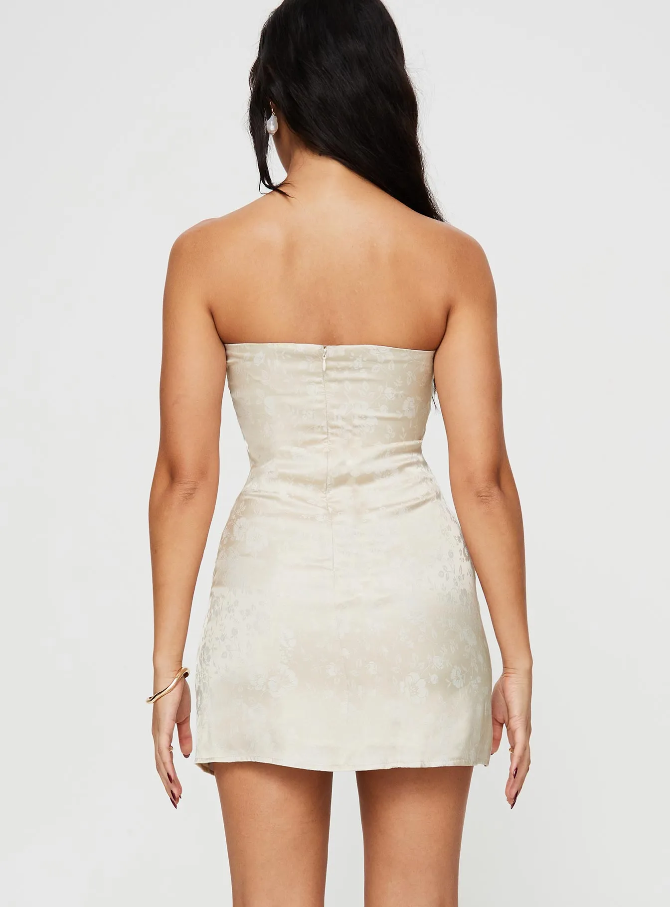 Ramie Strapless Mini Dress Champagne
