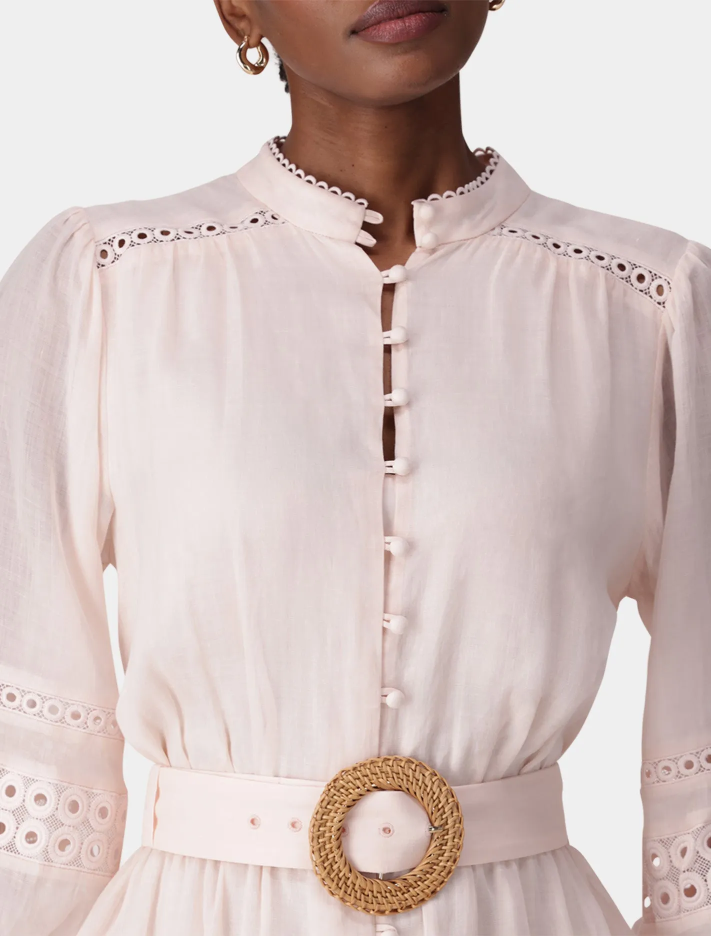 Rebecca Belted Trim Midi Dress