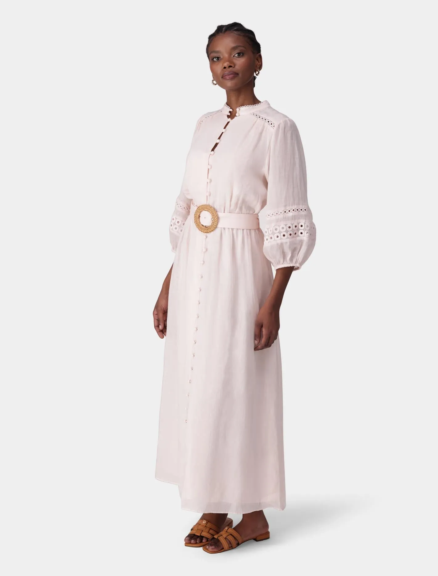Rebecca Belted Trim Midi Dress