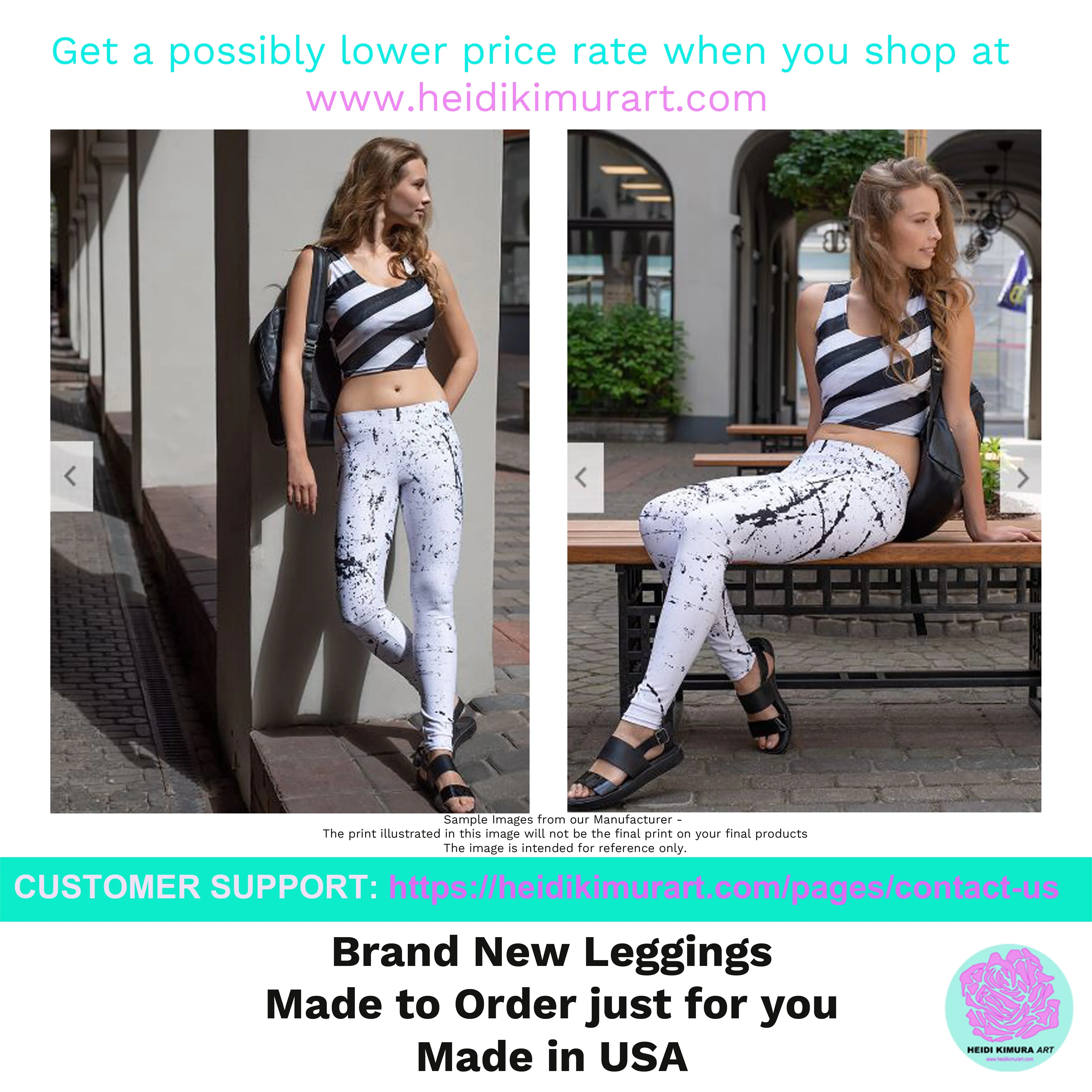 Red Black Striped Yoga Leggings, Vertically Stripes Women's Long Tights-Made in USA/EU/MX