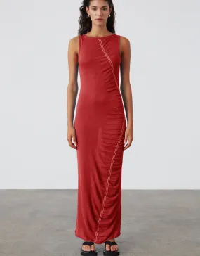 Red Contrast Knit Dress