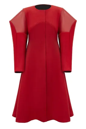 Red Wool and Latex "Broad" Coat