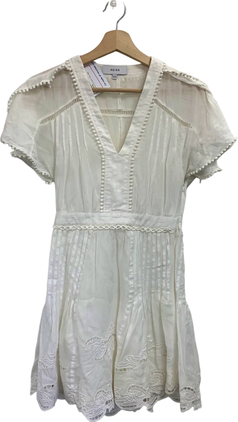 Reiss White Embroidered Summer Dress UK 4