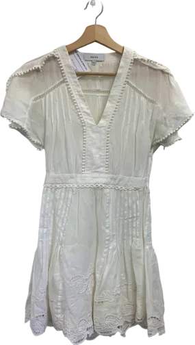 Reiss White Embroidered Summer Dress UK 4