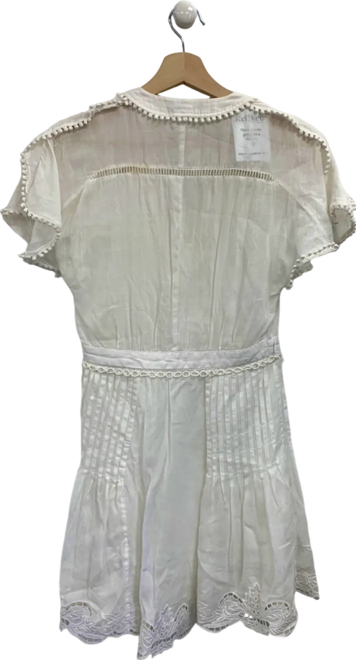 Reiss White Embroidered Summer Dress UK 4