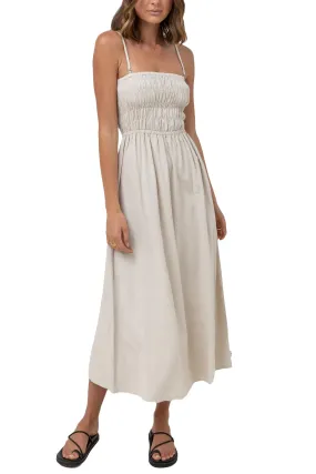 Rhythm Womens Classic Shirred Midi Dress