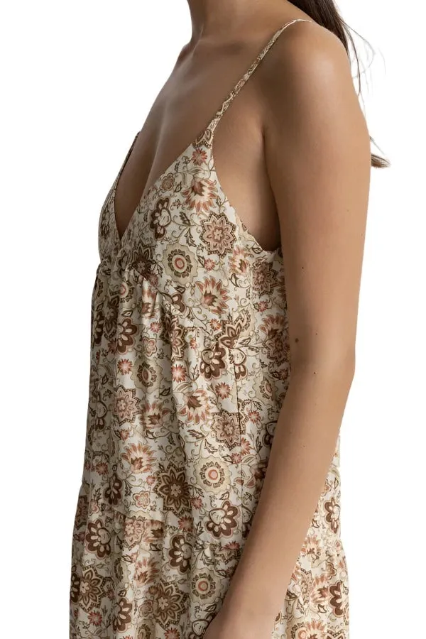 RHYTHM Women's Raya Paisley Tiered Midi Dress Natural
