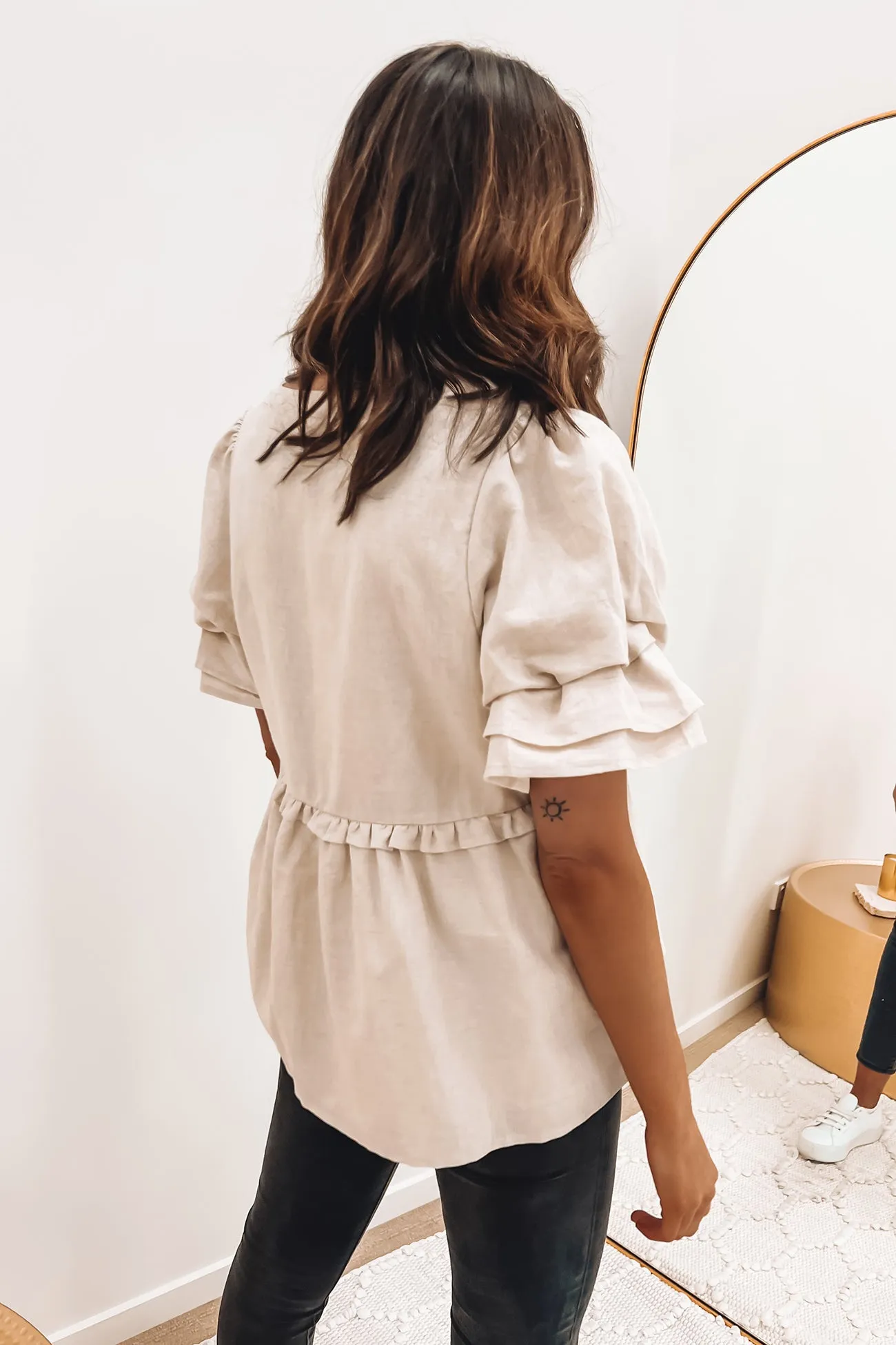 Rosa Linen Babydoll Top Natural