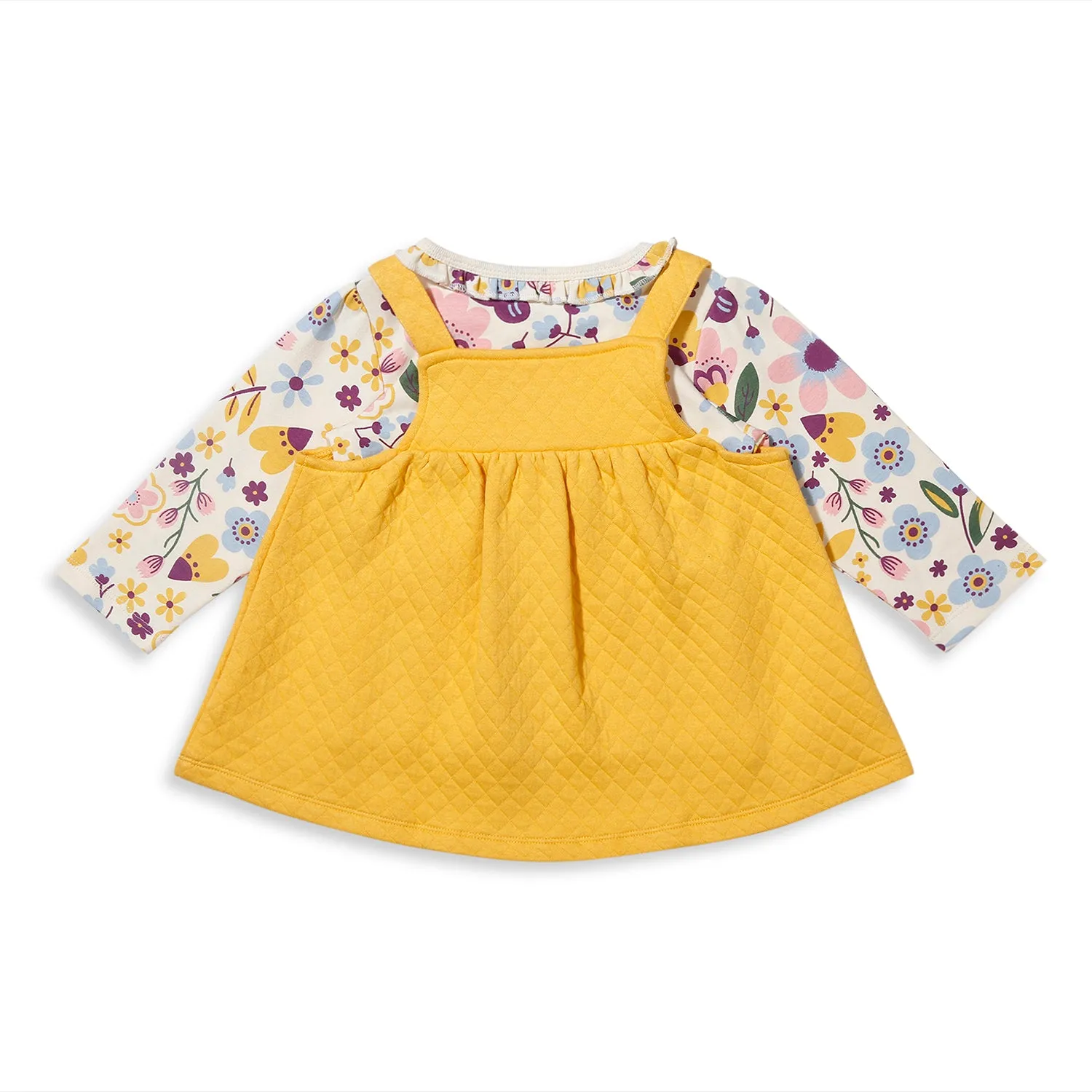 Ruffles Tee And Quilted Dungaree Dress