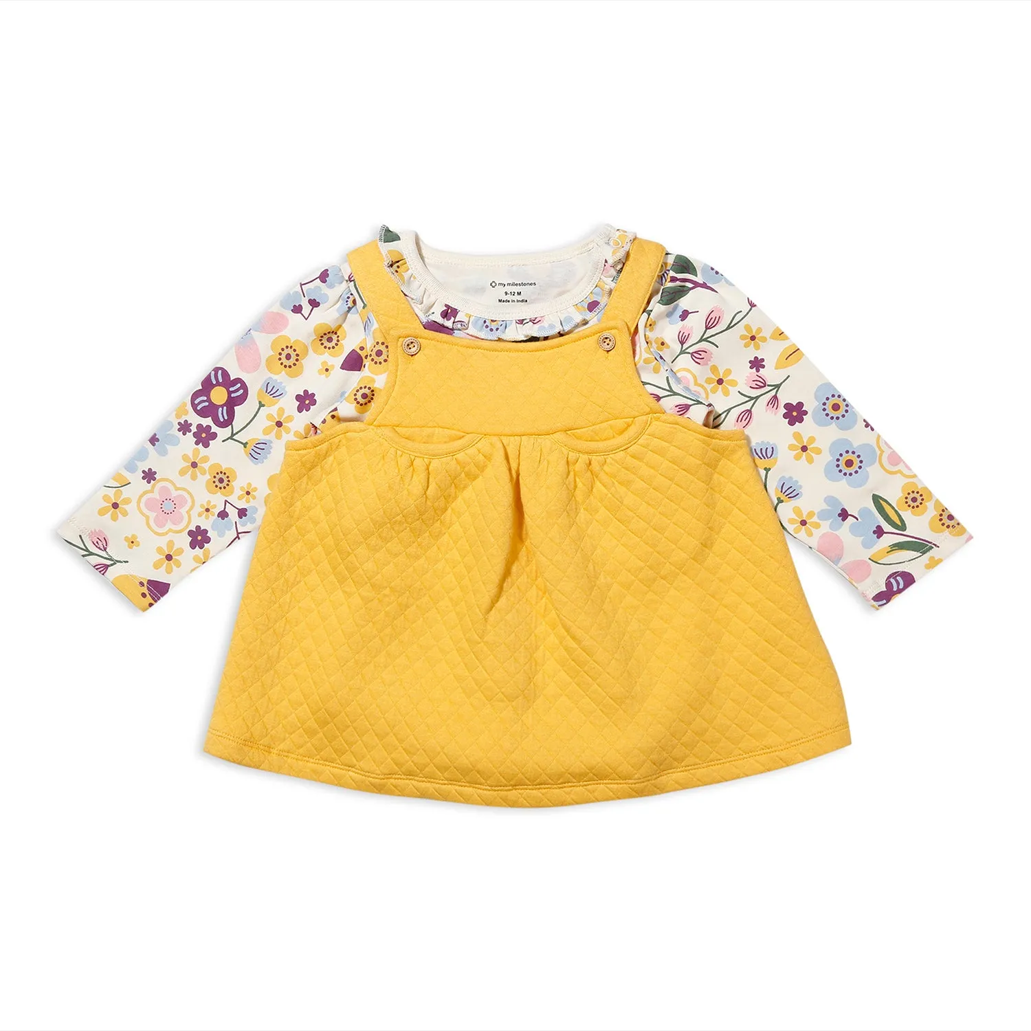 Ruffles Tee And Quilted Dungaree Dress